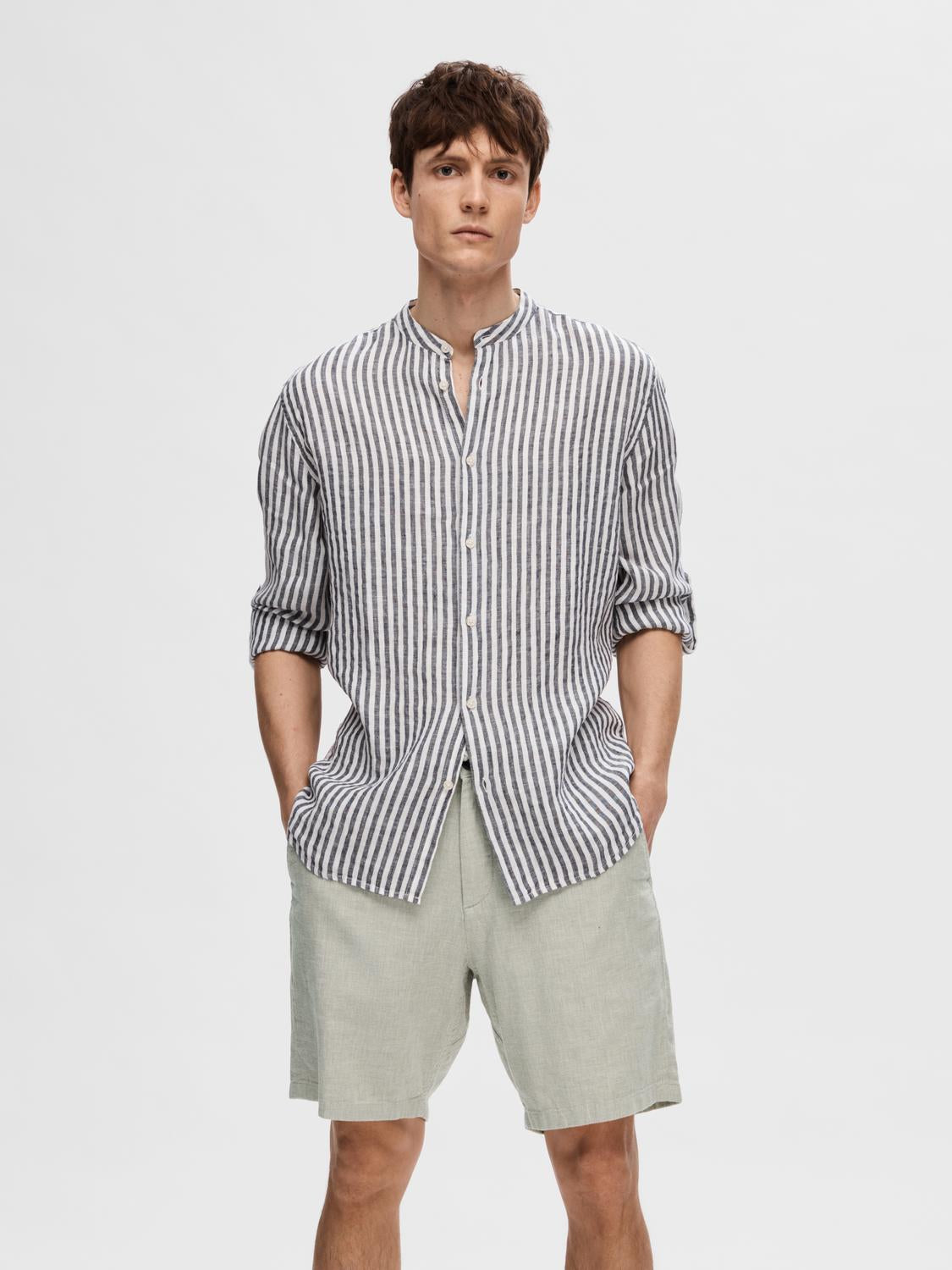 Regular Kylian Linskjorte - Stripet Blå/ Sky Captain